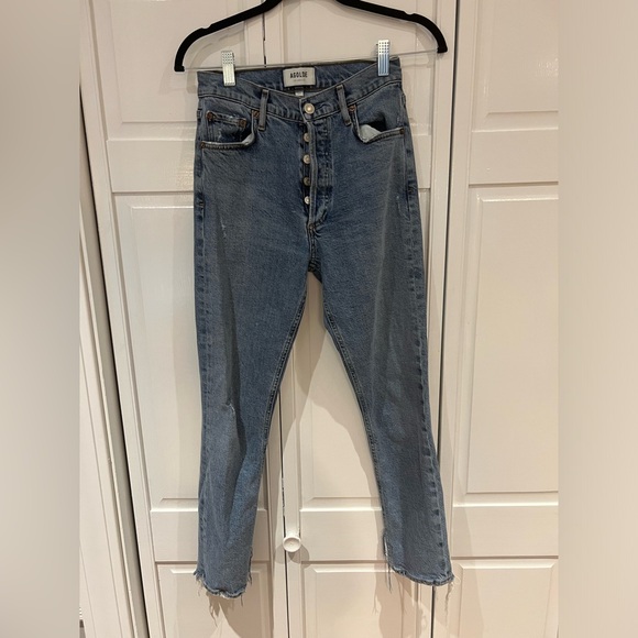 EUC Agolde High Rise Cropped Distressed Jeans - Picture 1 of 3